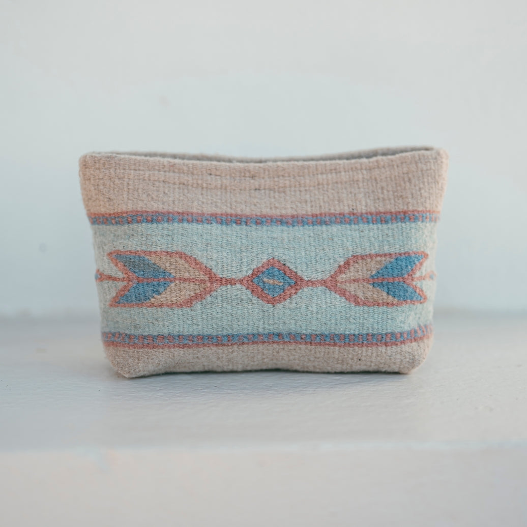 Artisan Made Pink/Green Handwoven Wool Clutch