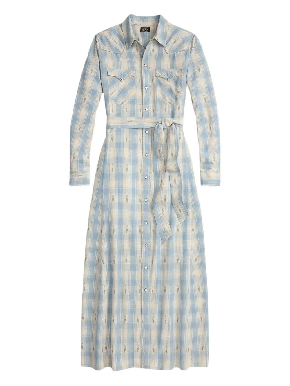 RRL Plaid Belted Midi Dress