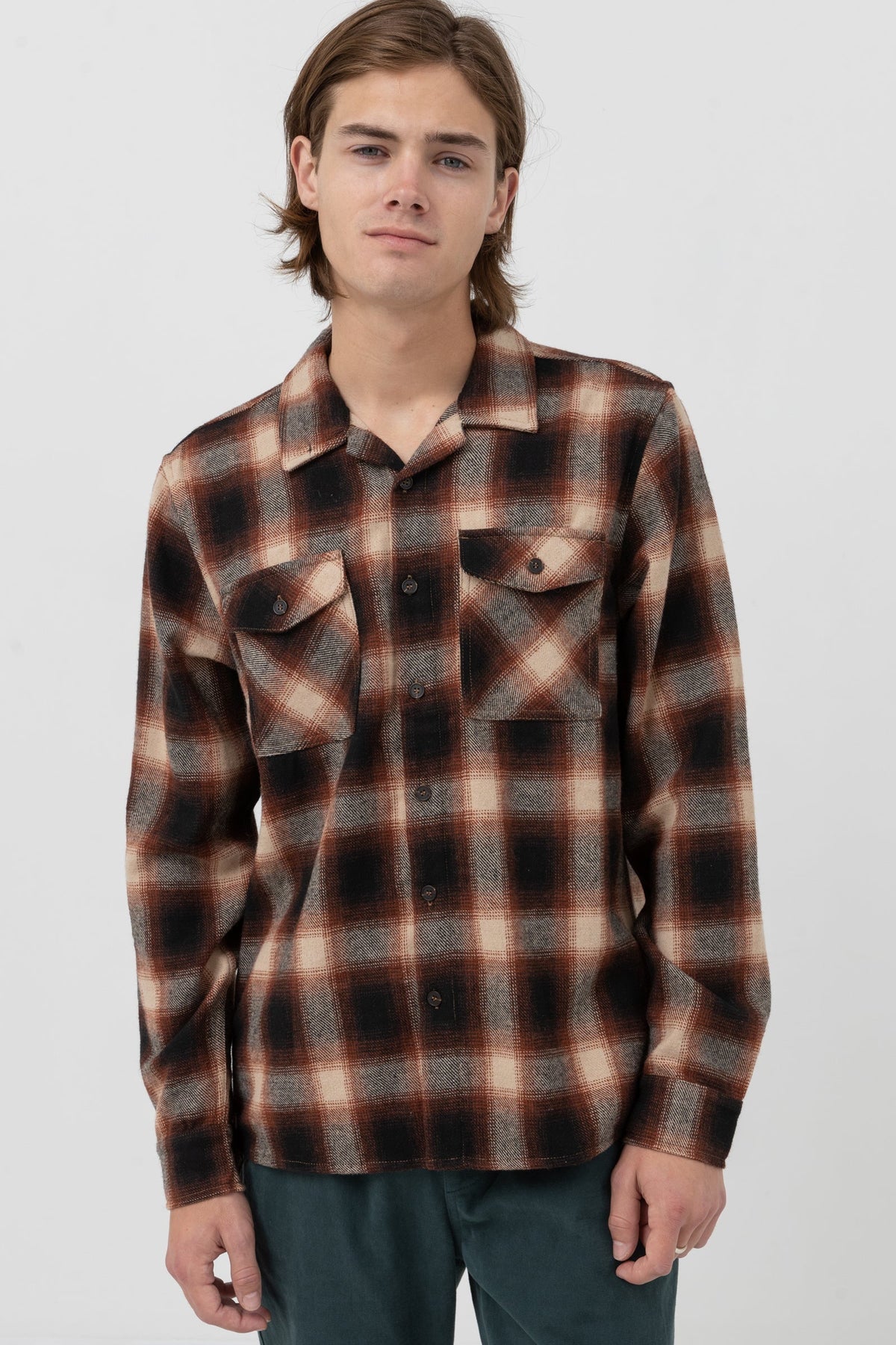 Plaid Ls Flannel - Rust