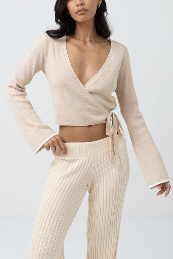 Ballet Wrap Top - Oatmeal