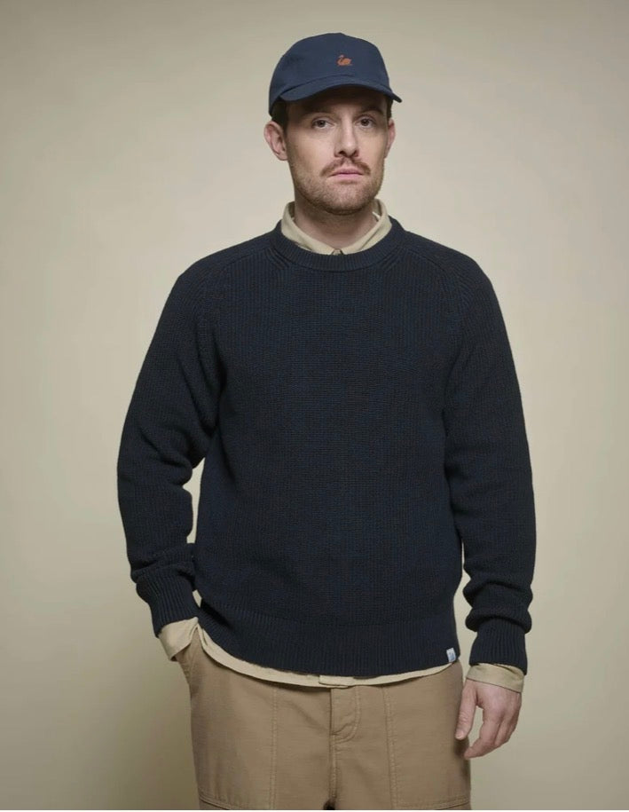 Sturdy Ribbed Cotton Sweater - Dark Navy