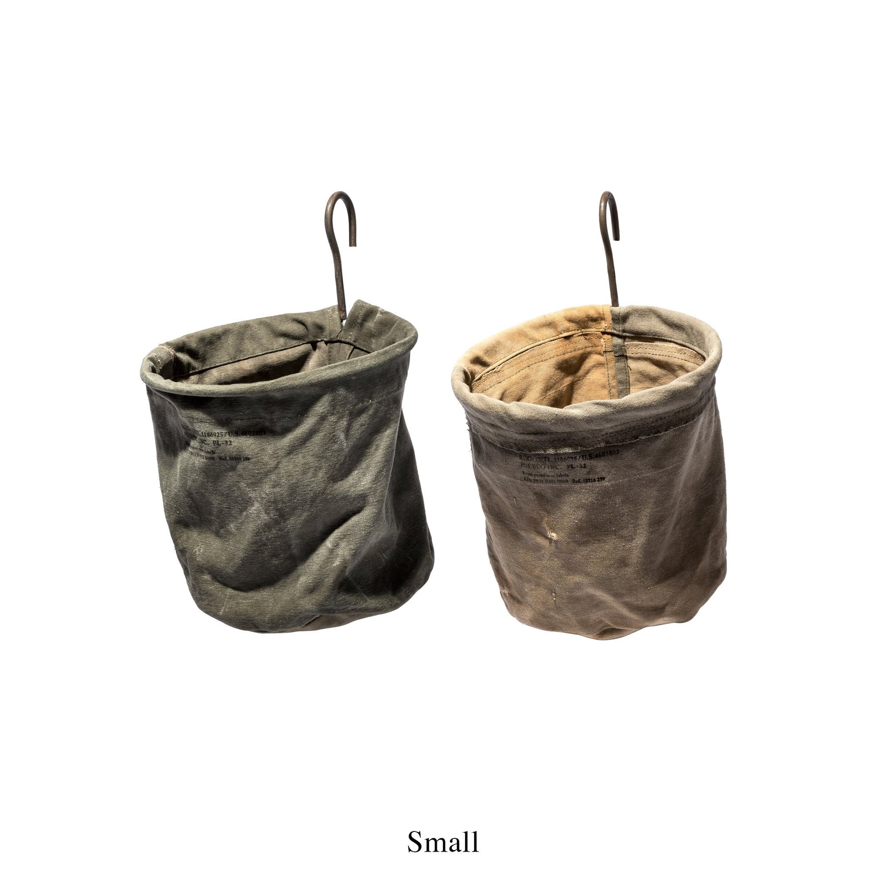 VINTAGE TENT FABRIC HOOK BASKET