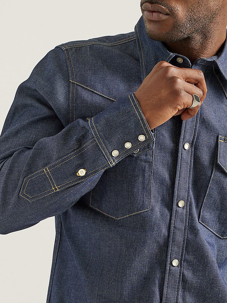 MEN'S LEE 101 WESTERN SHIRT IN DRY (DARK INDIGO)