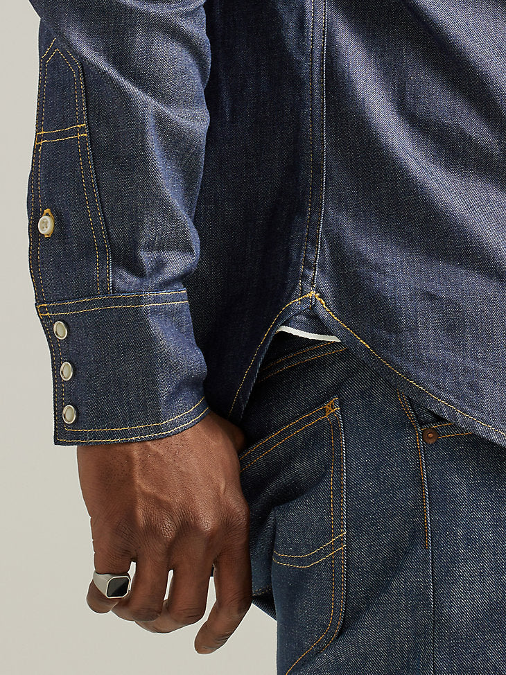 MEN'S LEE 101 WESTERN SHIRT IN DRY (DARK INDIGO)