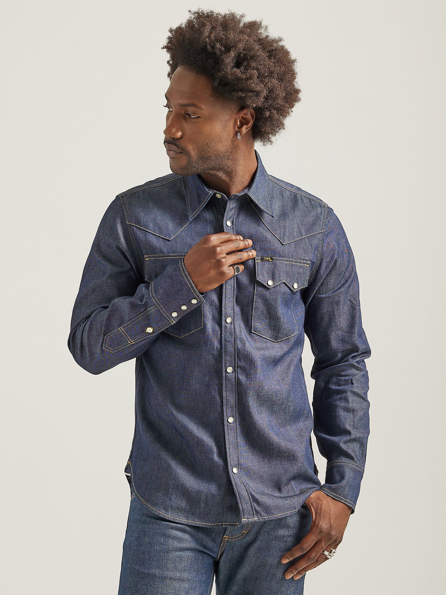 MEN'S LEE 101 WESTERN SHIRT IN DRY (DARK INDIGO)