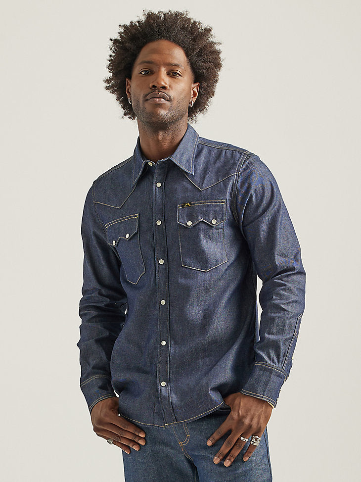MEN'S LEE 101 WESTERN SHIRT IN DRY (DARK INDIGO)