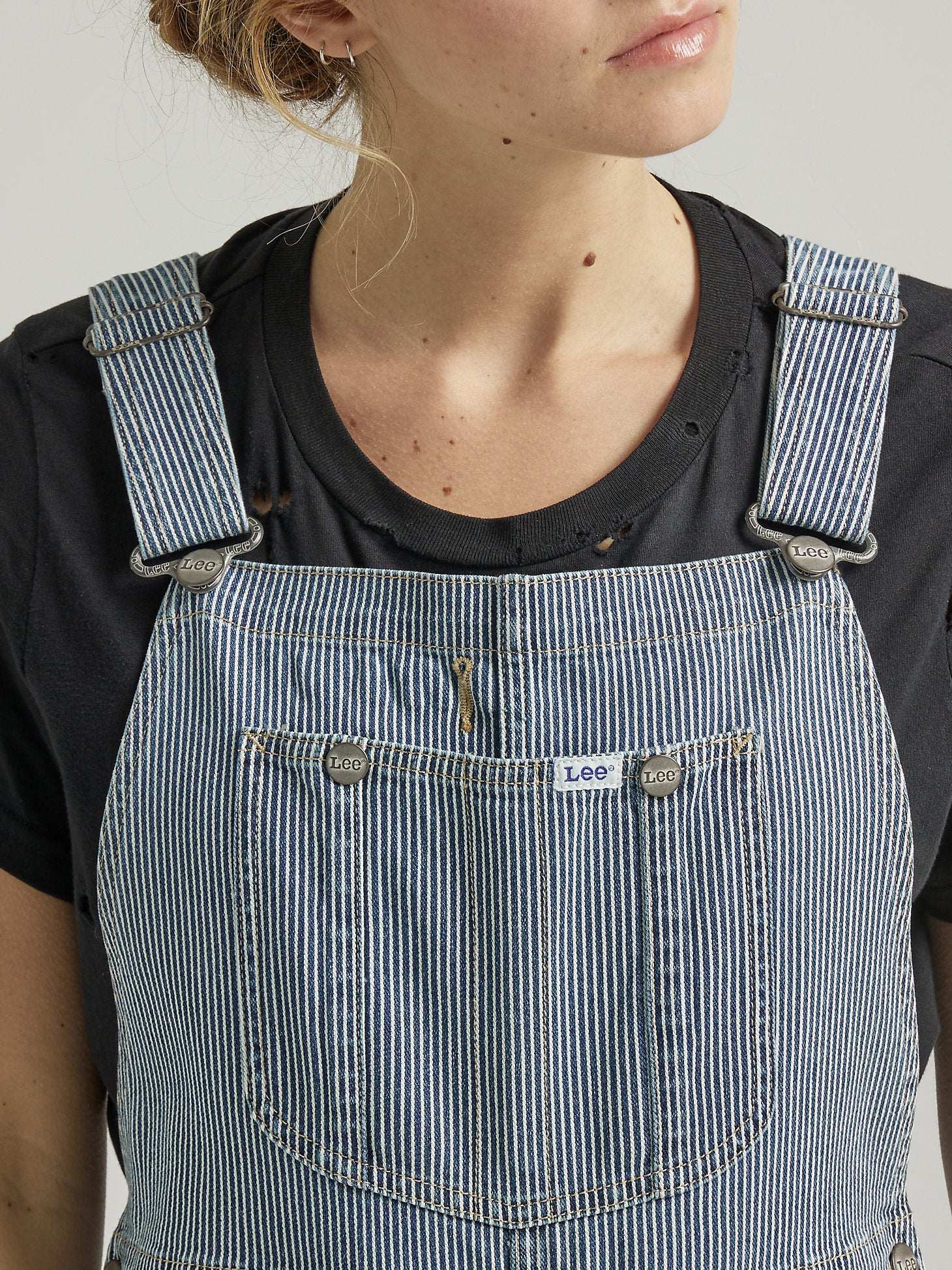 WOMEN'S BIB OVERALL IN RAILROAD STRIPE