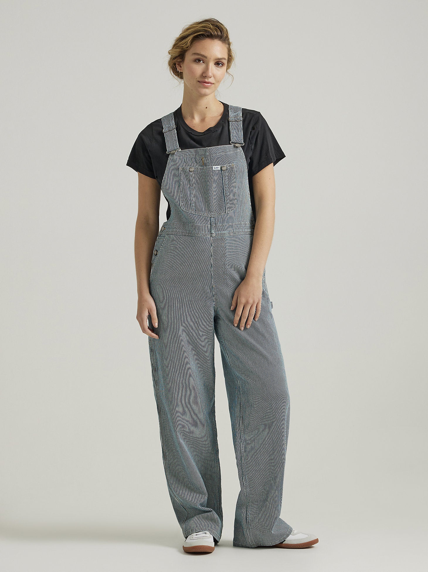 WOMEN'S BIB OVERALL IN RAILROAD STRIPE