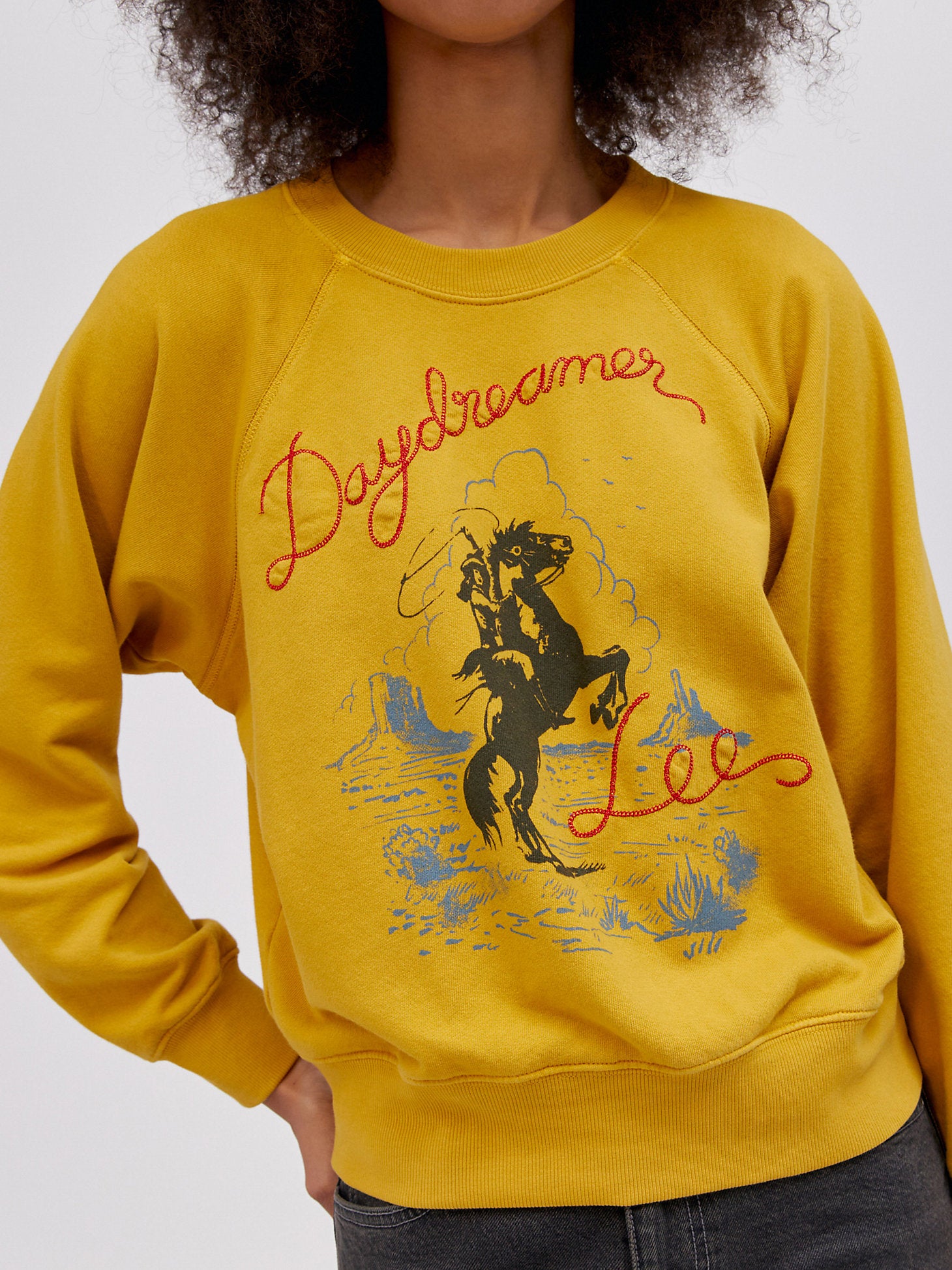 WOMEN'S LEE X DAYDREAMER WESTERN RAGLAN CREW SWEATSHIRT IN GOLDEN DAZE