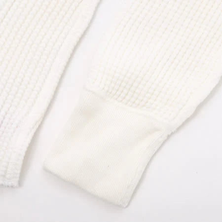 BIG WAFFLE Henley Neck T-shirt - Off White