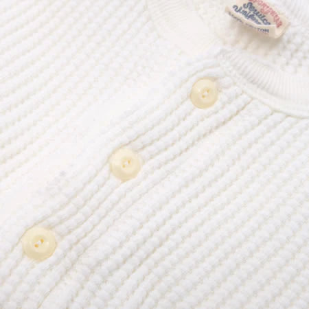 BIG WAFFLE Henley Neck T-shirt - Off White