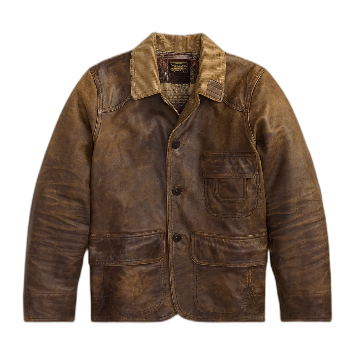 RRL Leather Corduroy-Collar Jacket