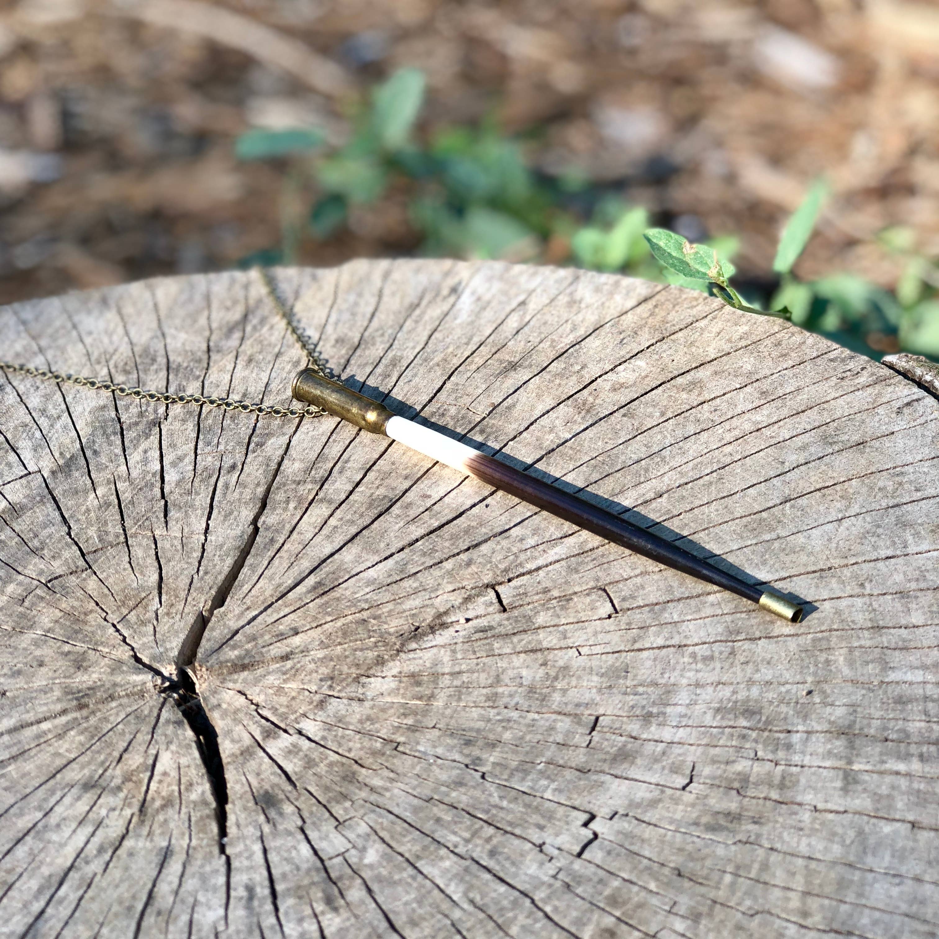 Porcupine Quill In Bullet Necklace, Black/Brown & Ivory