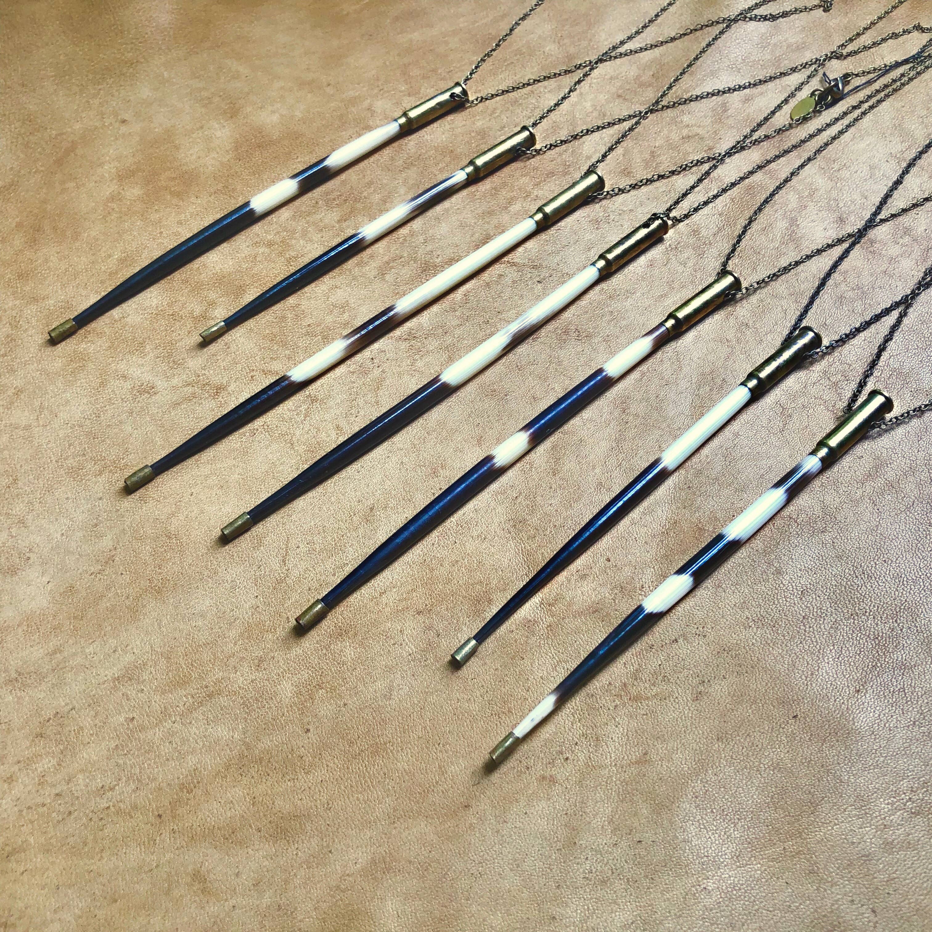 Porcupine Quill In Bullet Necklace, Black/Brown & Ivory