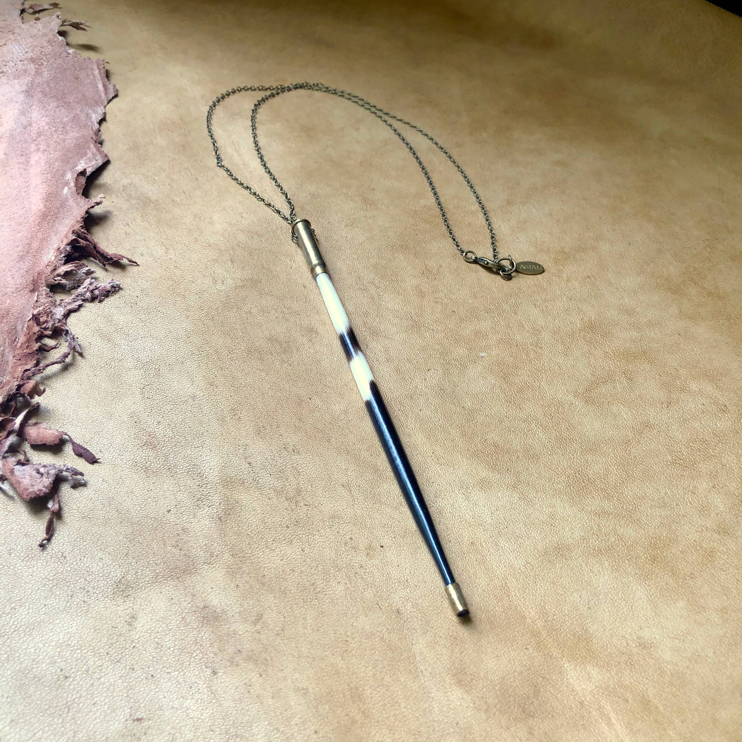 Porcupine Quill In Bullet Necklace, Black/Brown & Ivory