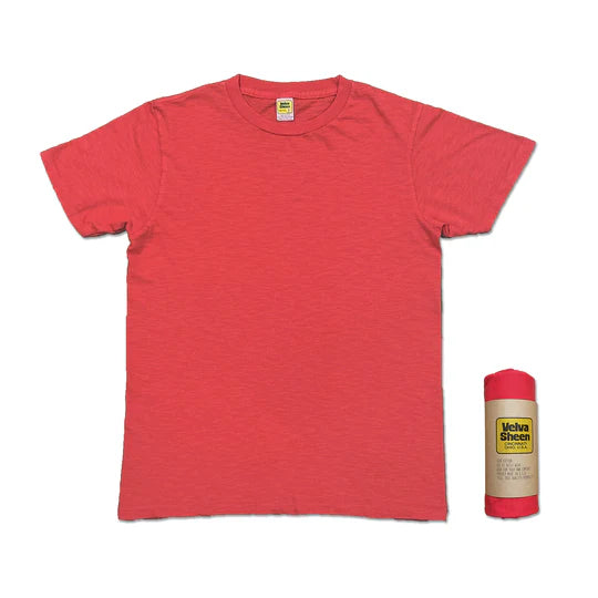 Rolled Short Sleeve Crew Neck Tee / Foggy Red