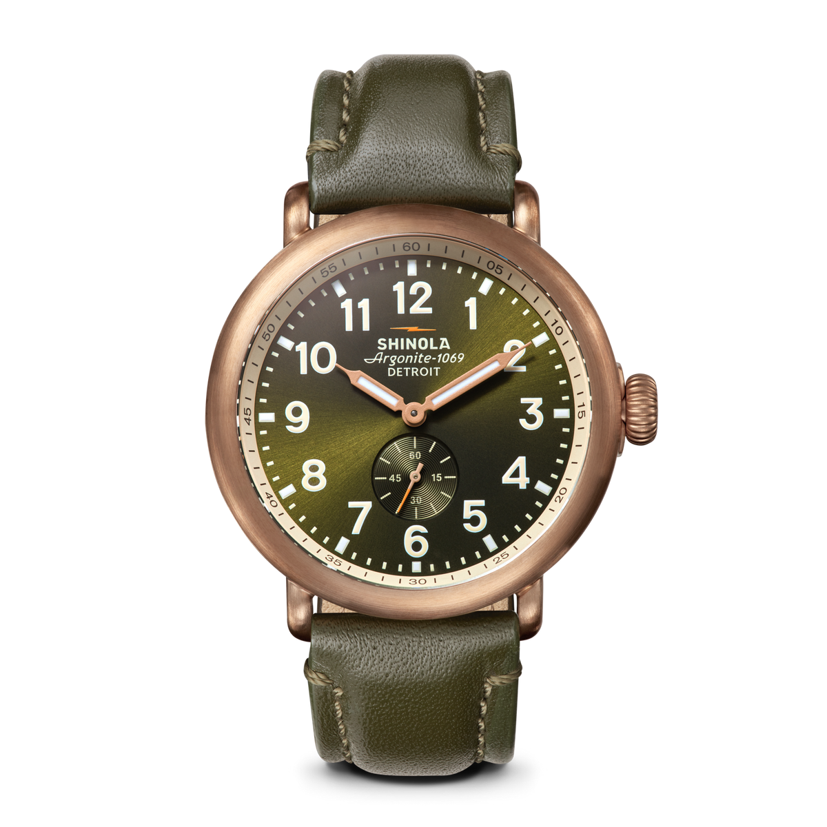 Shinola Bronze Runwell Dark Olive-43mm