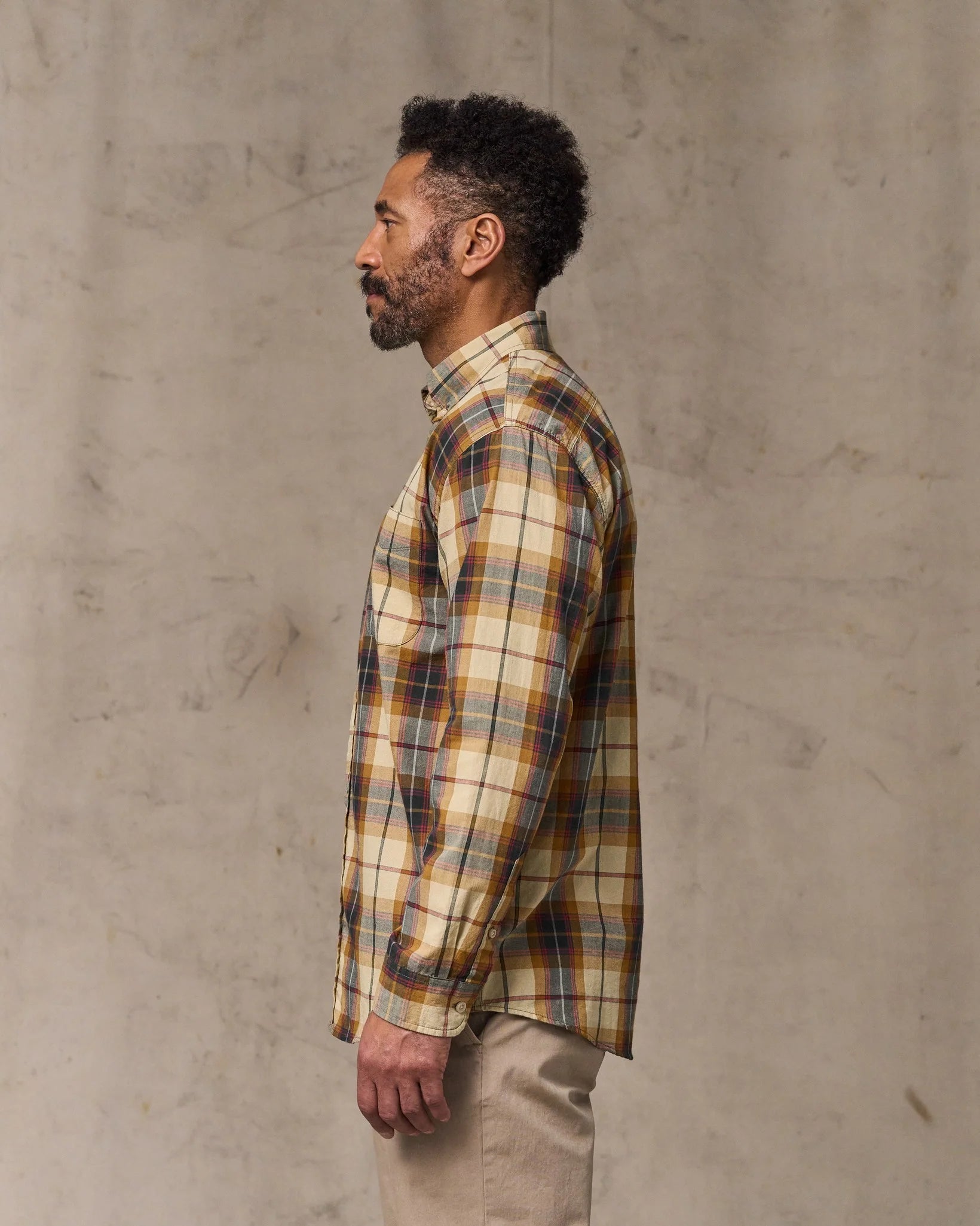 Madras Button-Down Shirt - Tan / Spruce / Multicolor