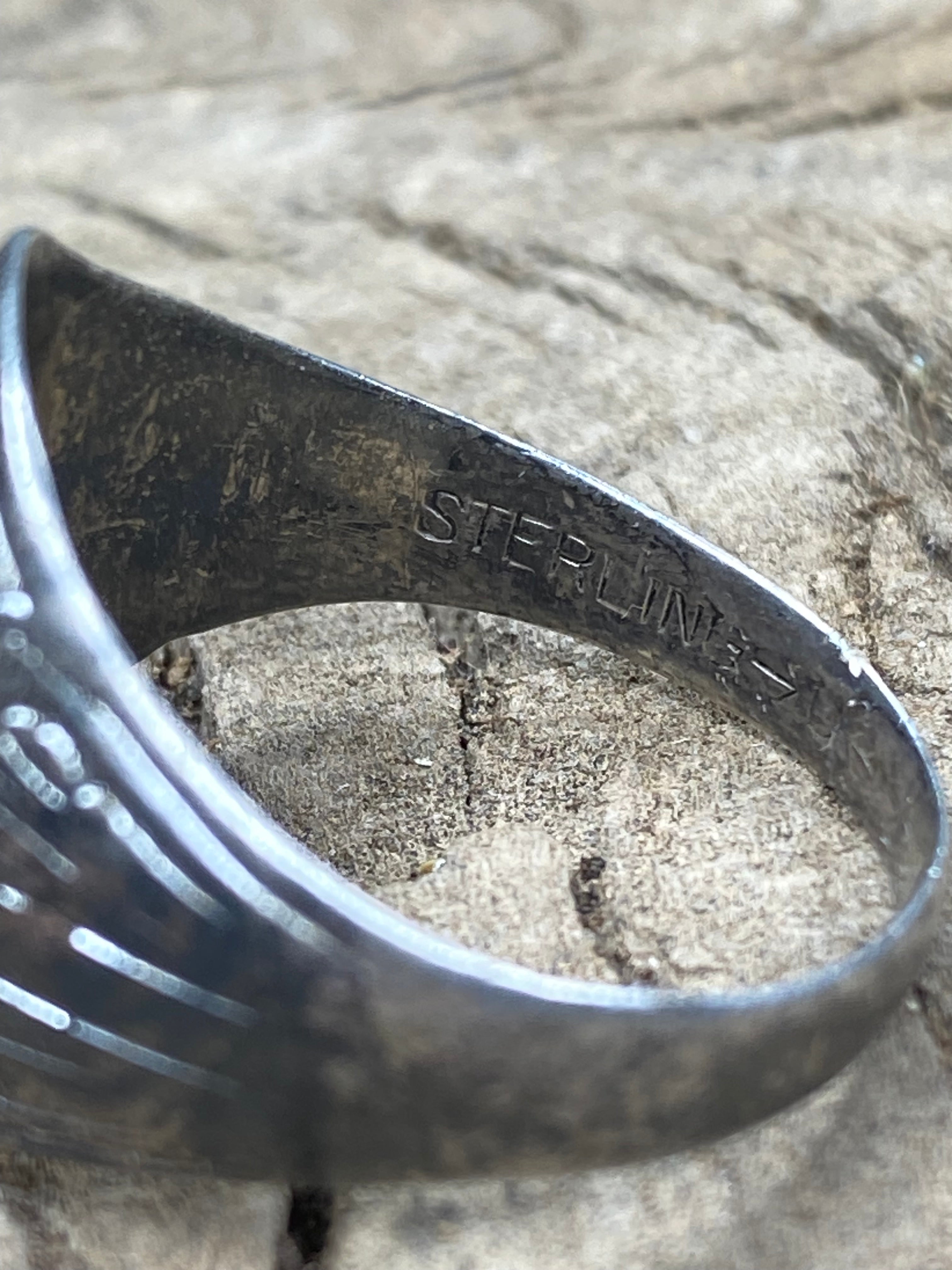 Vintage Sterling Silver Military Signet Ring - Size 10.5