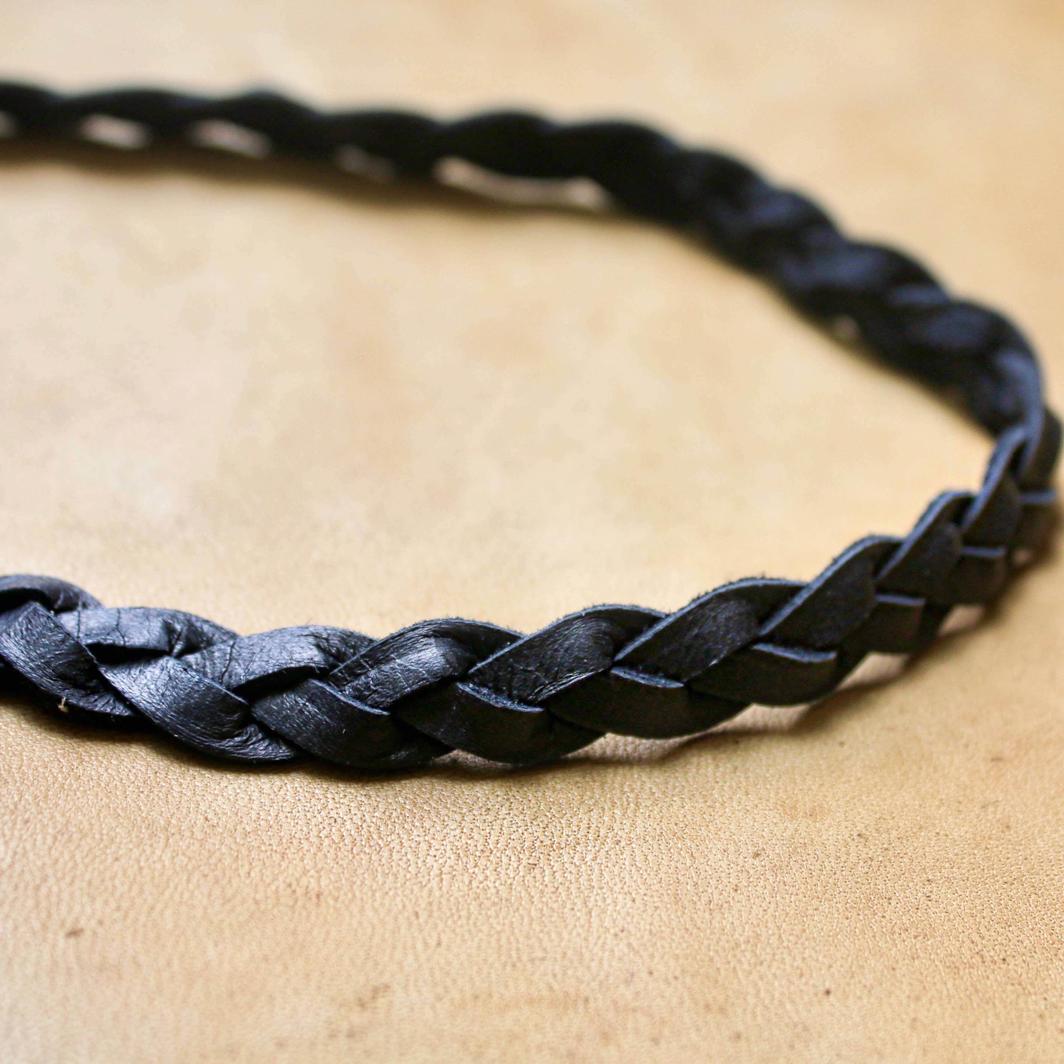 Buffalo Horn Necklace - Black, Real Horn, Braided Necklace