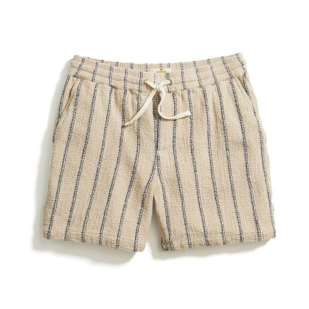 6" Saturday Diego Short in Khaki/Navy Stripe