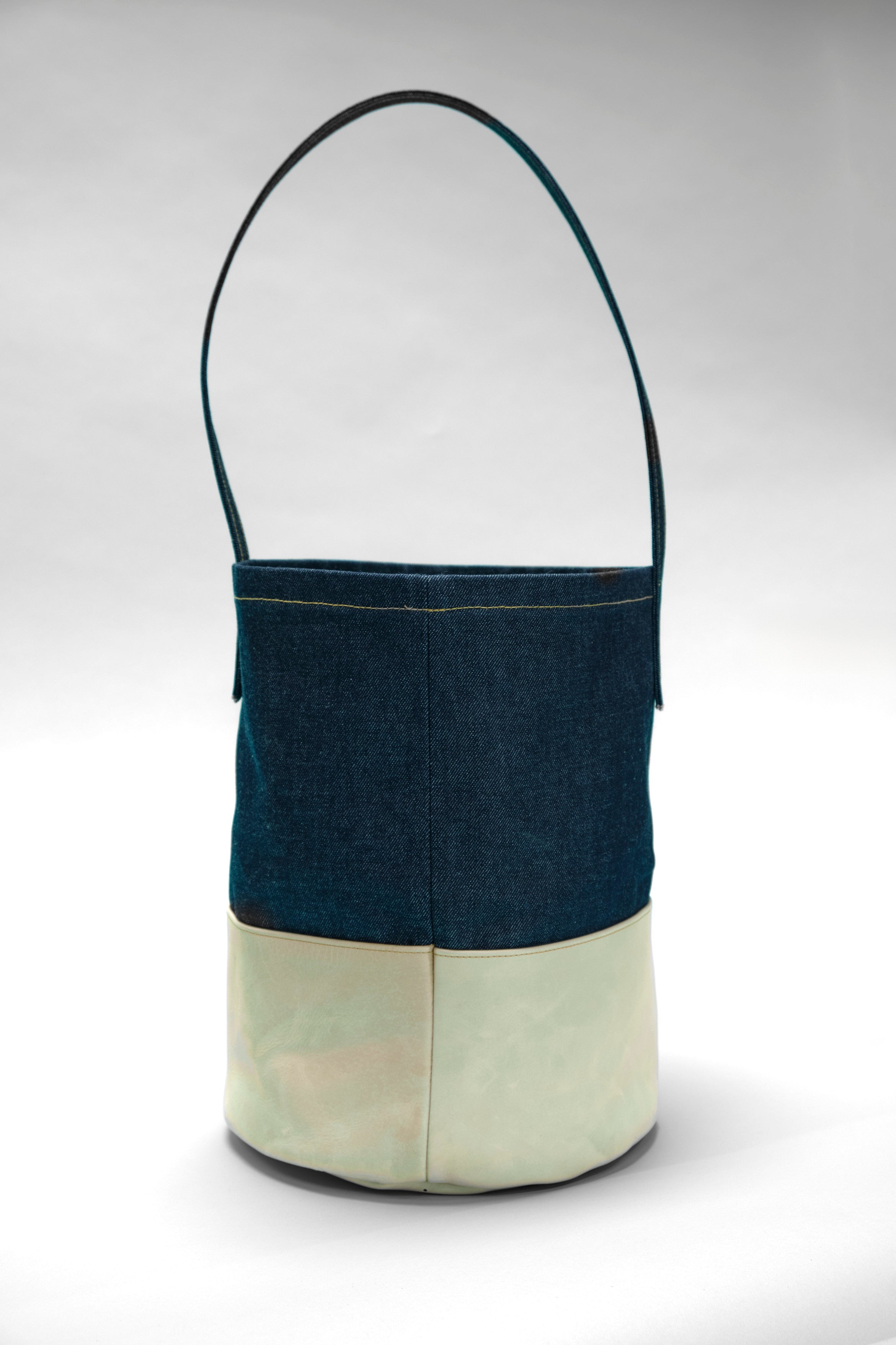 Selvedge Denim Feed Sack With Leather Trim