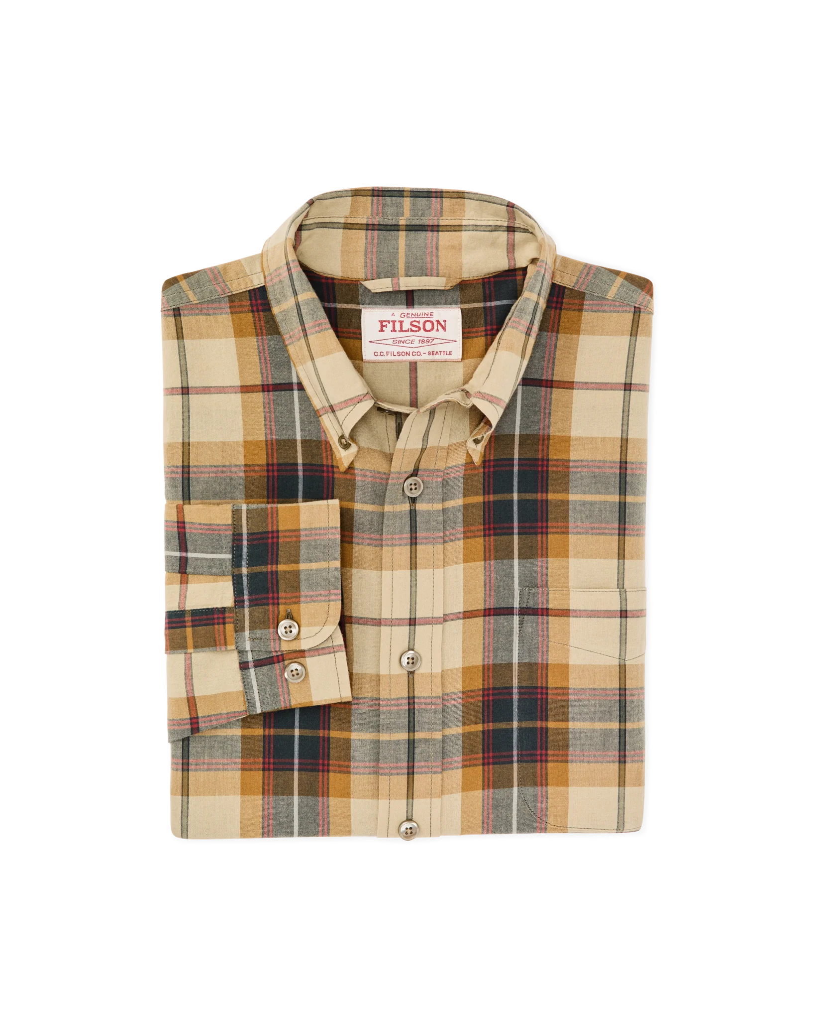 Madras Button-Down Shirt - Tan / Spruce / Multicolor
