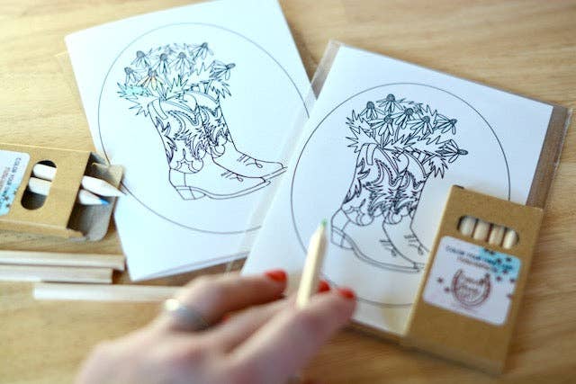 Floral Bucking Bronco Horse Western Color Your Own Card Everyday