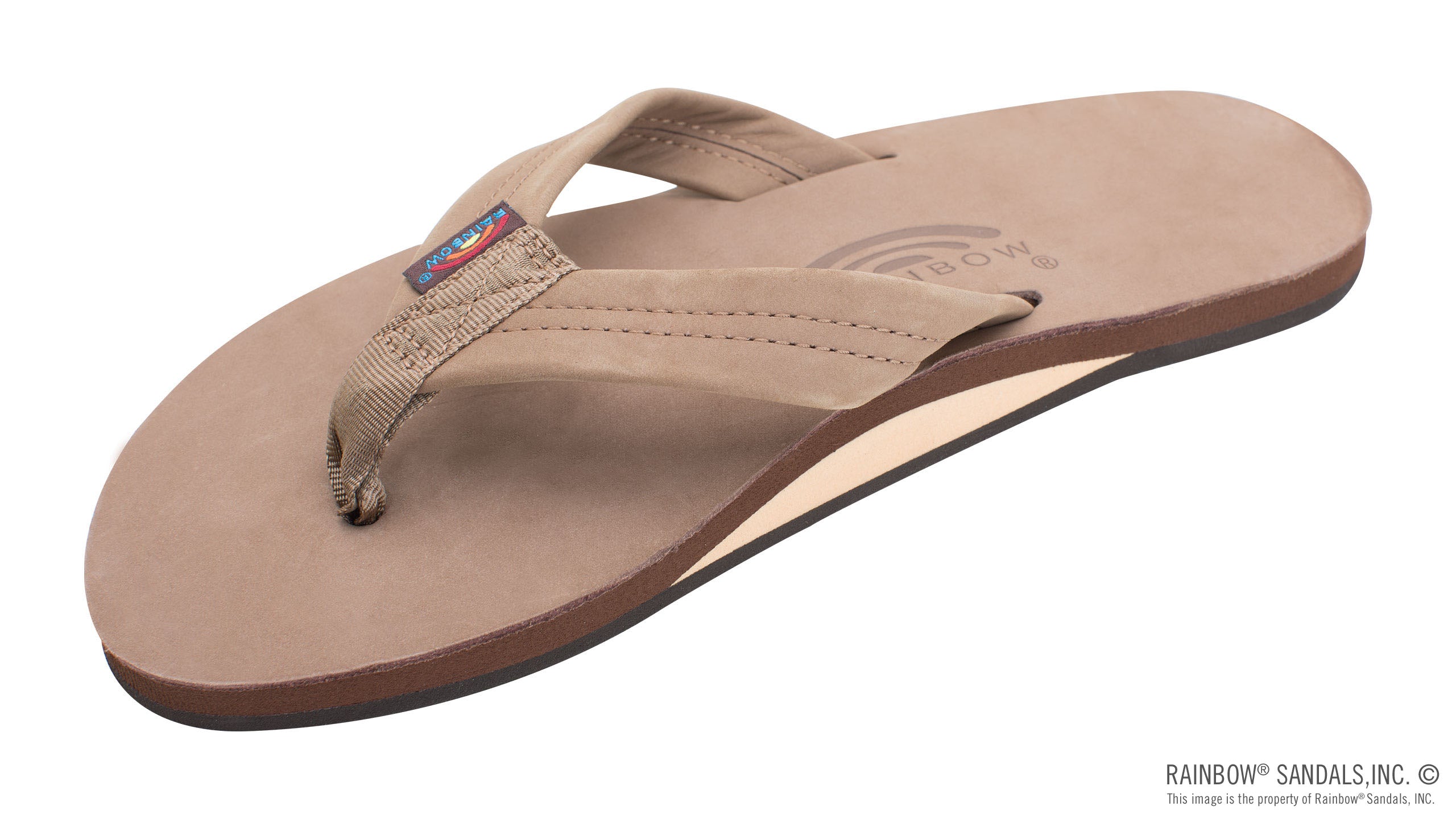 Single Layer Premier Leather with Arch Support 1" Strap - Dark Brown