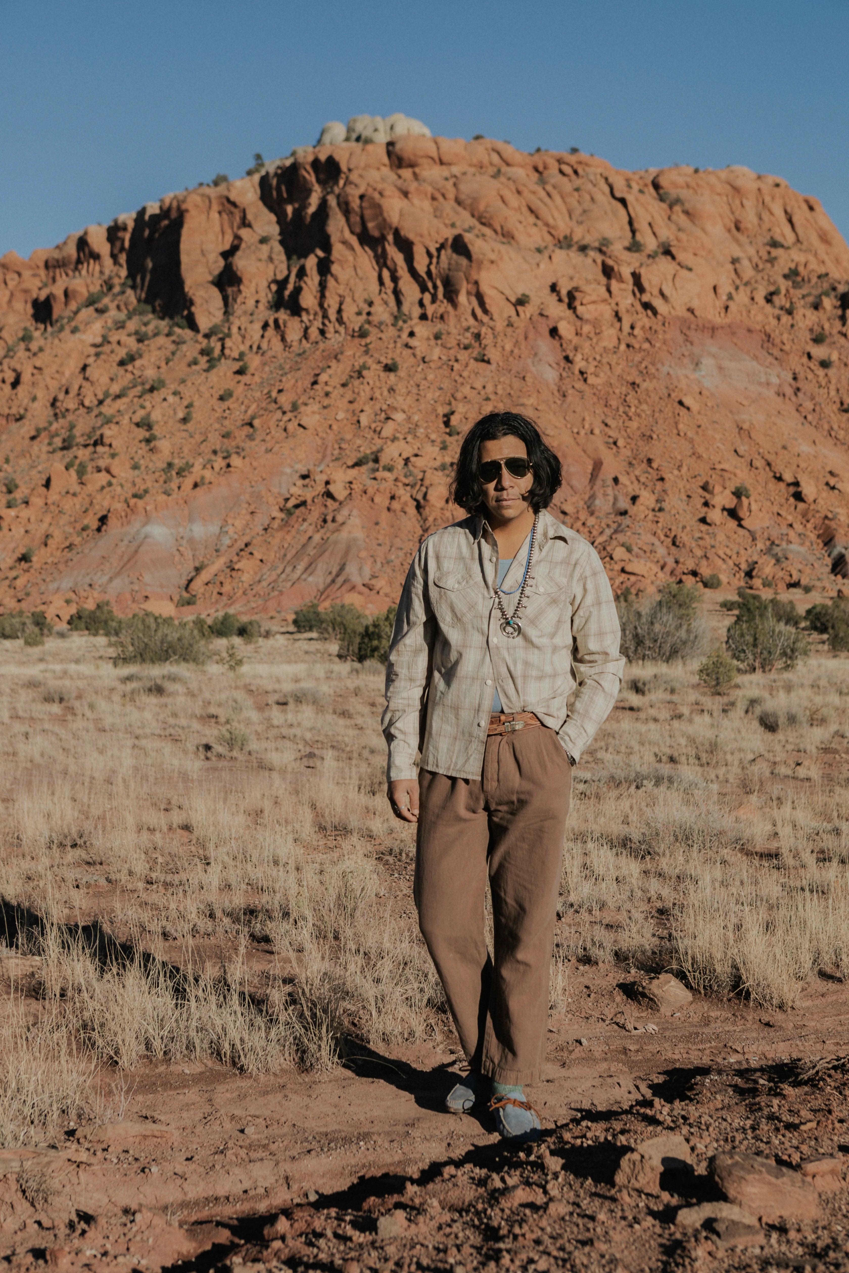 Flat Front Cotton Linen Twill Chino - Churro Brown