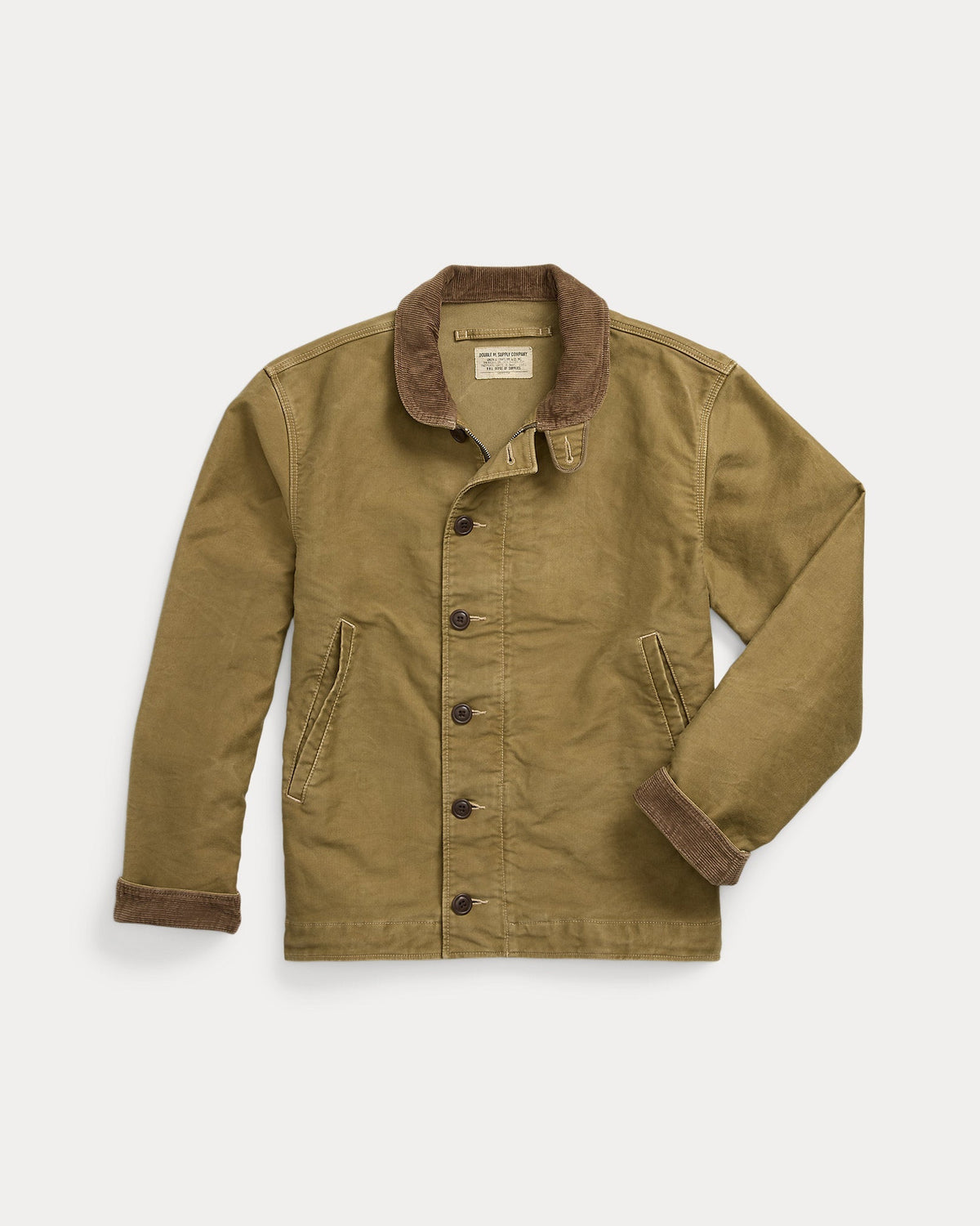RRL Corduroy-Collar Cotton Deck Jacket - Khaki Drab