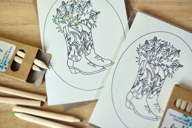 Lucky Floral Horseshoe Western Color Your Own Card Everyday