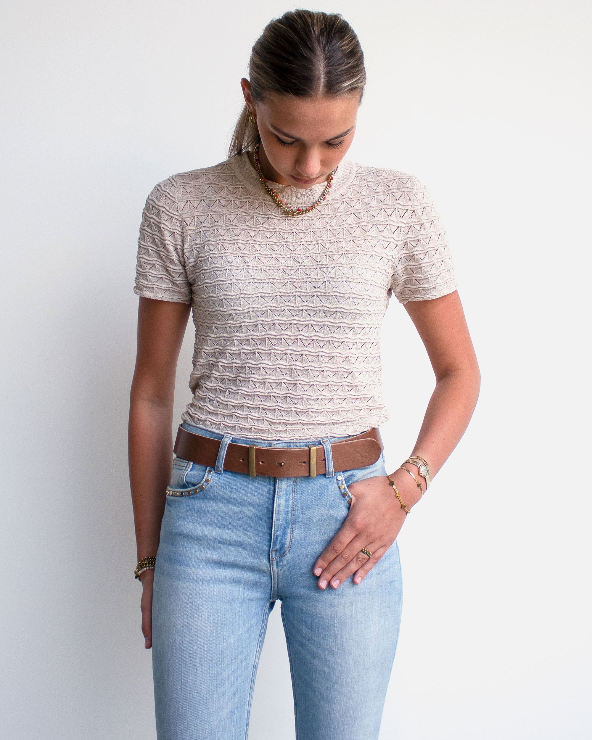 Jip | Slimming Buckleless Leather Belt - Taupe