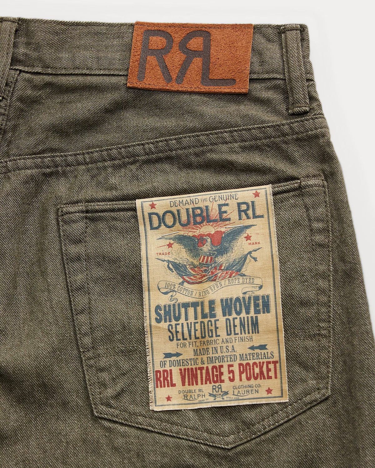 RRL Vintage 5-Pocket Olive Selvedge Jean