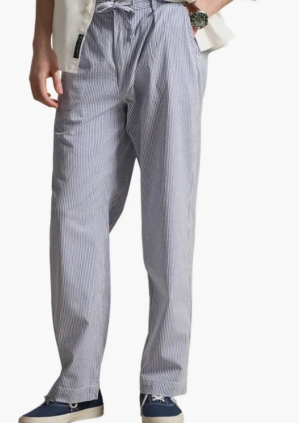Prepster Easy Pant-Blue and White Seersucker