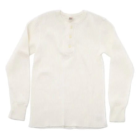 BIG WAFFLE Henley Neck T-shirt - Off White