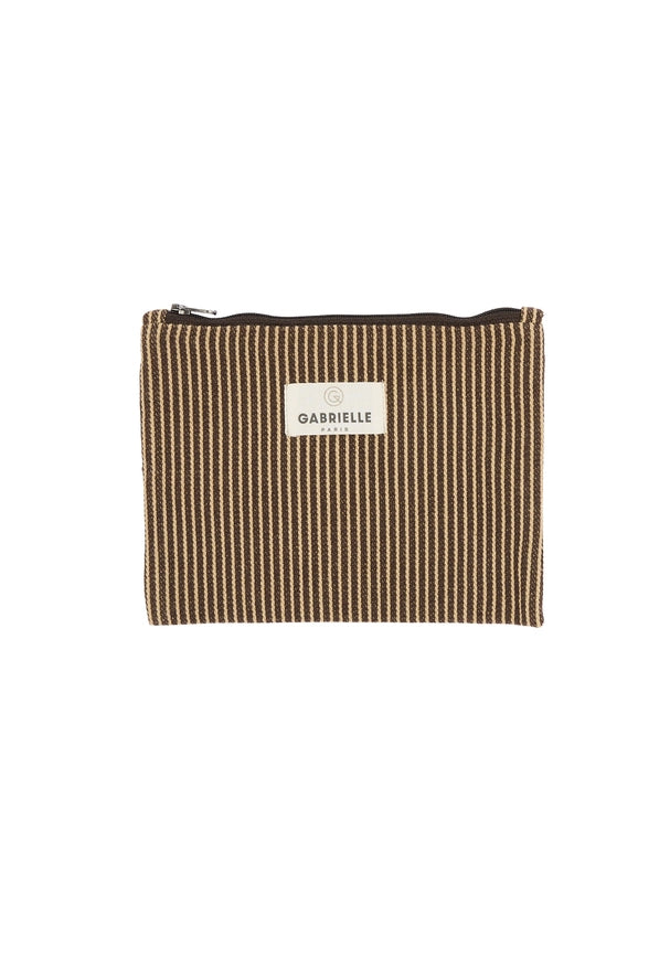 Small Cotton Pouch Coffee Stripes