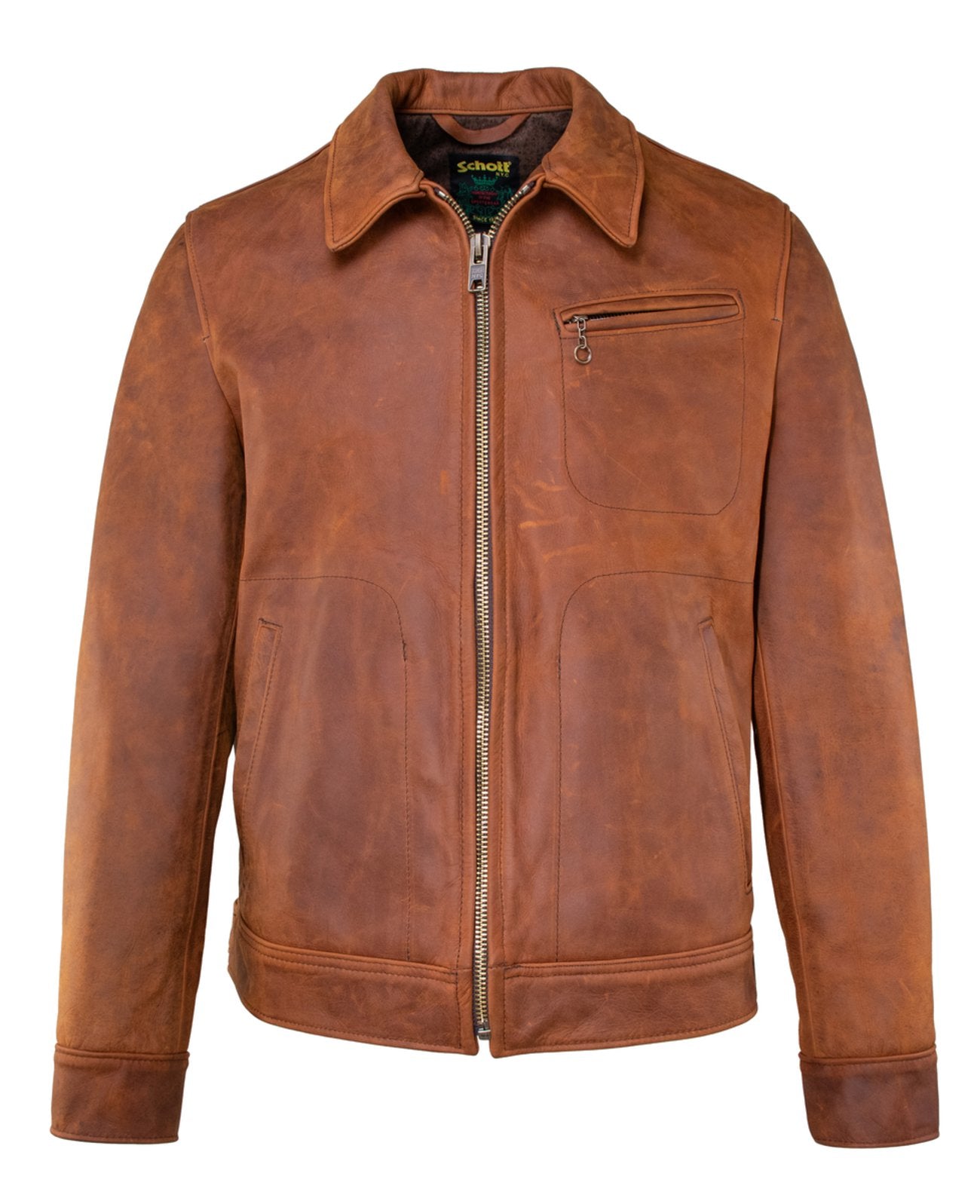 CALEE COW LEATHER TRUCKER JACKET NAVY L（Trucker Jacket In 