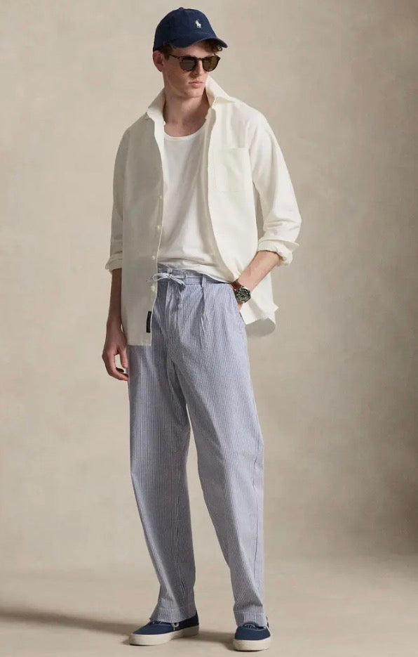 Prepster Easy Pant-Blue and White Seersucker