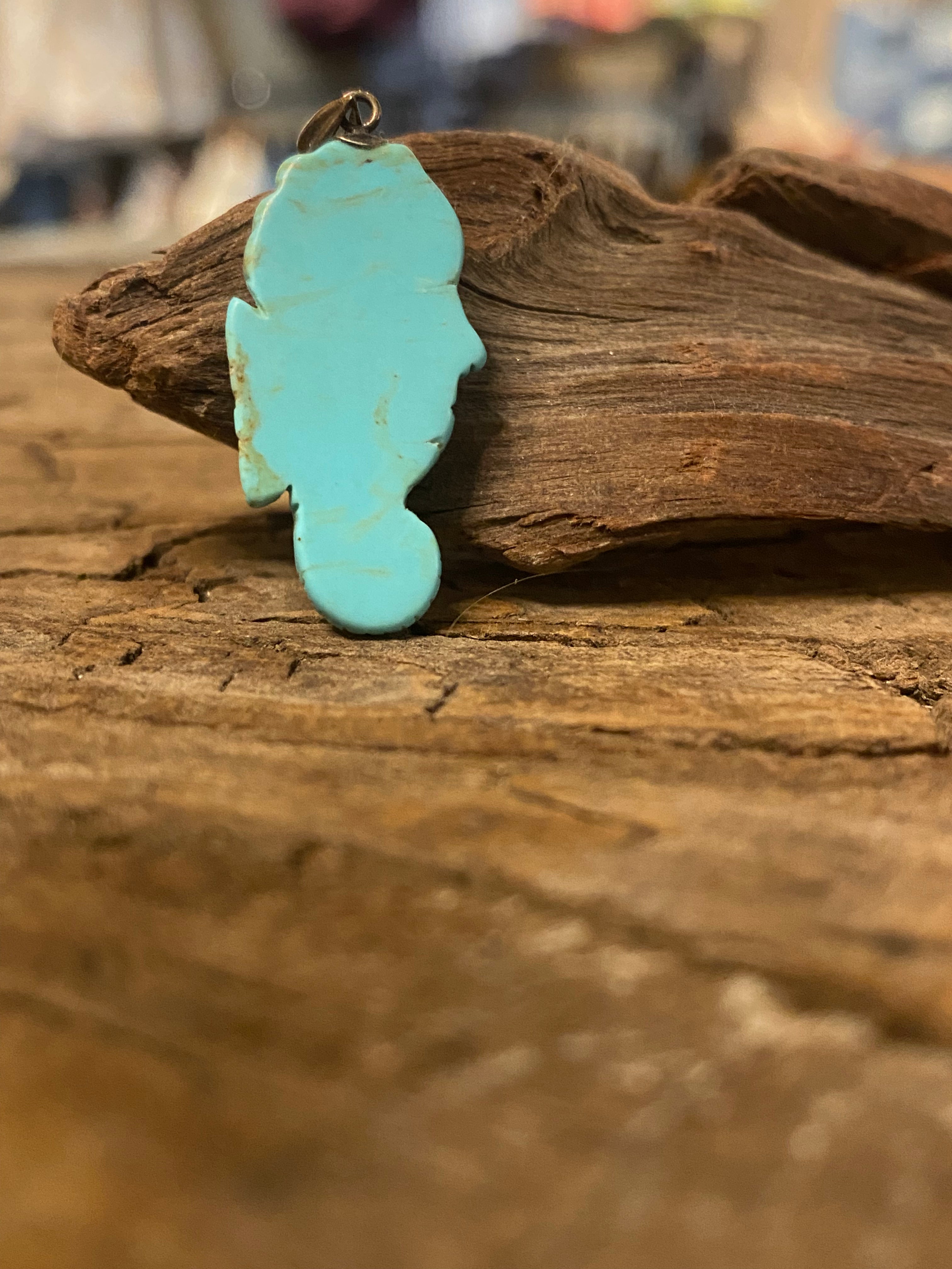 Chilean Turquoise Carved Seahorse Pendant