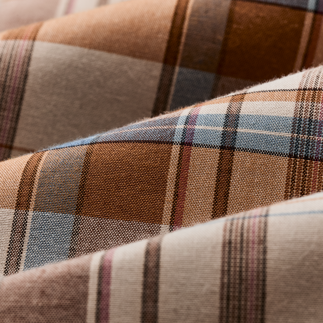 TWIN LAKES SHORT SLEEVE SPORT SHIRT - BEIGE / RUST PLAID