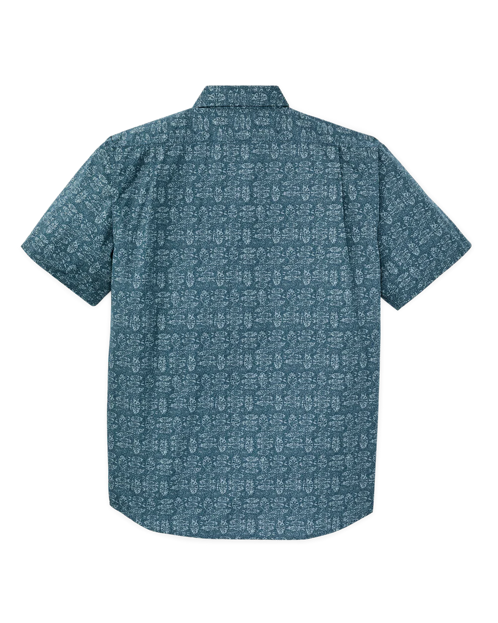 Washed Short Sleeve Feather Cloth Shirt - Blue Print