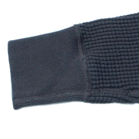 BIG WAFFLE Henley Neck T-shirt - Steel Gray