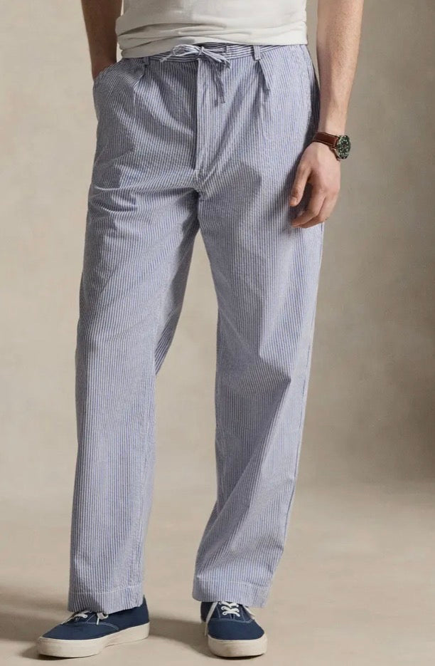 Prepster Easy Pant-Blue and White Seersucker