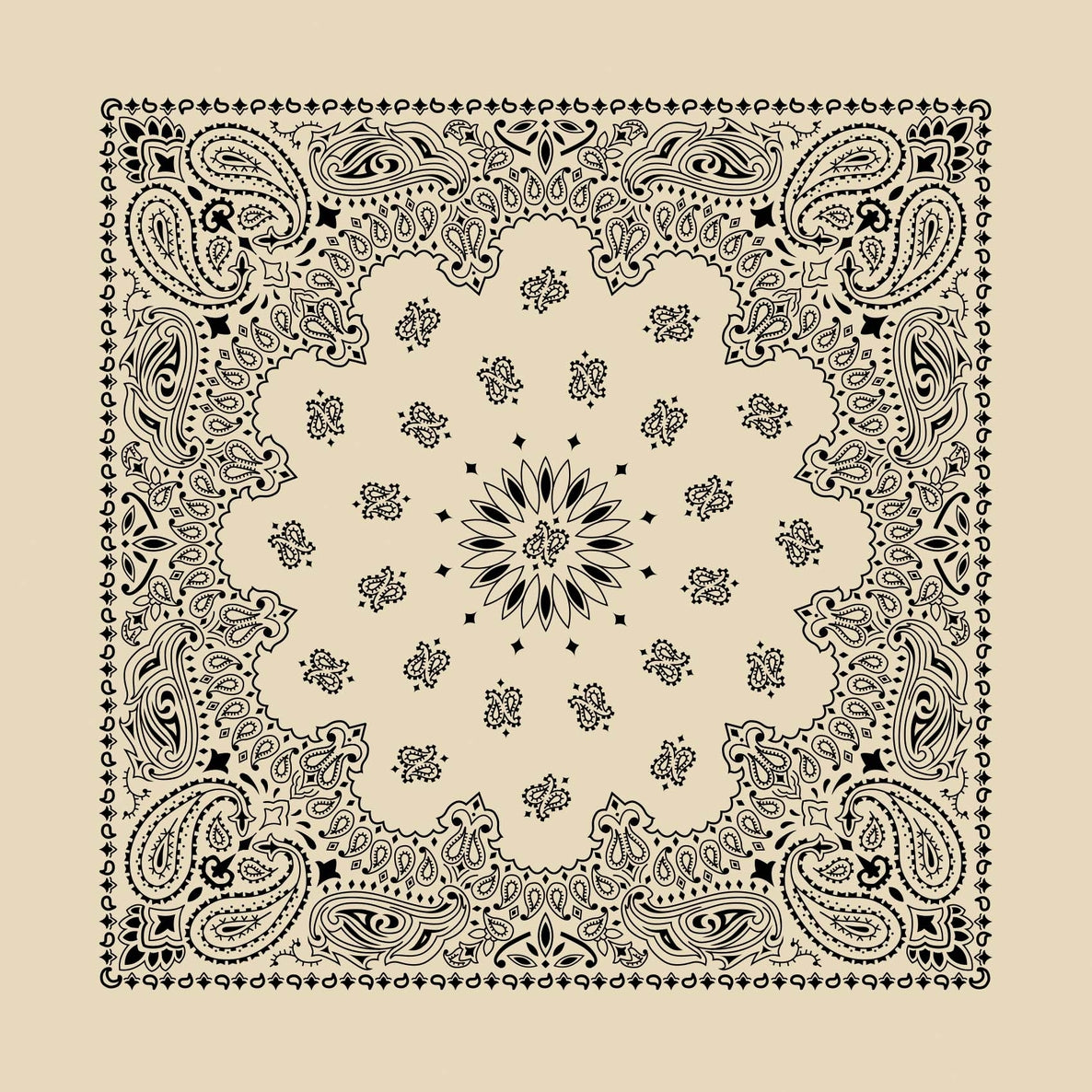 Bandanna - 22" Made in USA - Contemporary Natural Paisley
