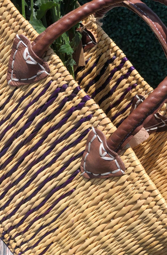 Large Beach Basket Triangular Design Bicolor