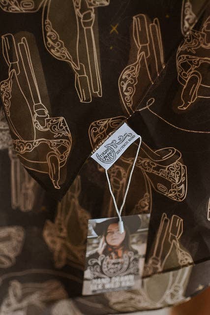 Western Saddle in Arena Brown Cowgirl Silk Scarf Wild Rag Ready-to-gift