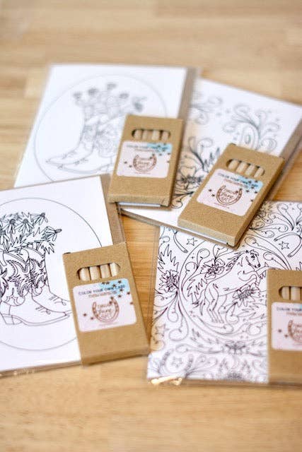 Floral Bucking Bronco Horse Western Color Your Own Card Everyday