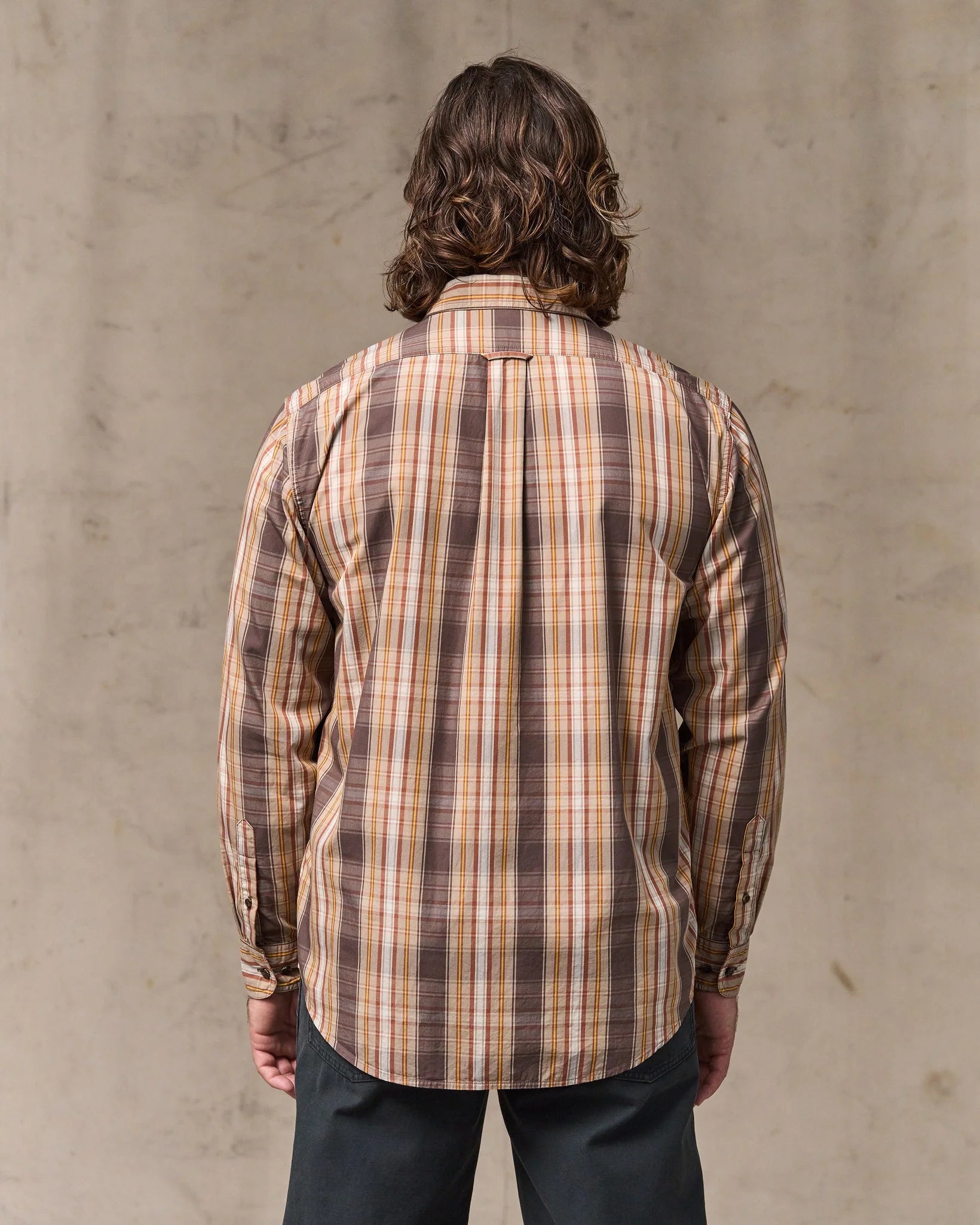 Washed Feather Cloth Shirt - Brown Multicolor Plaid