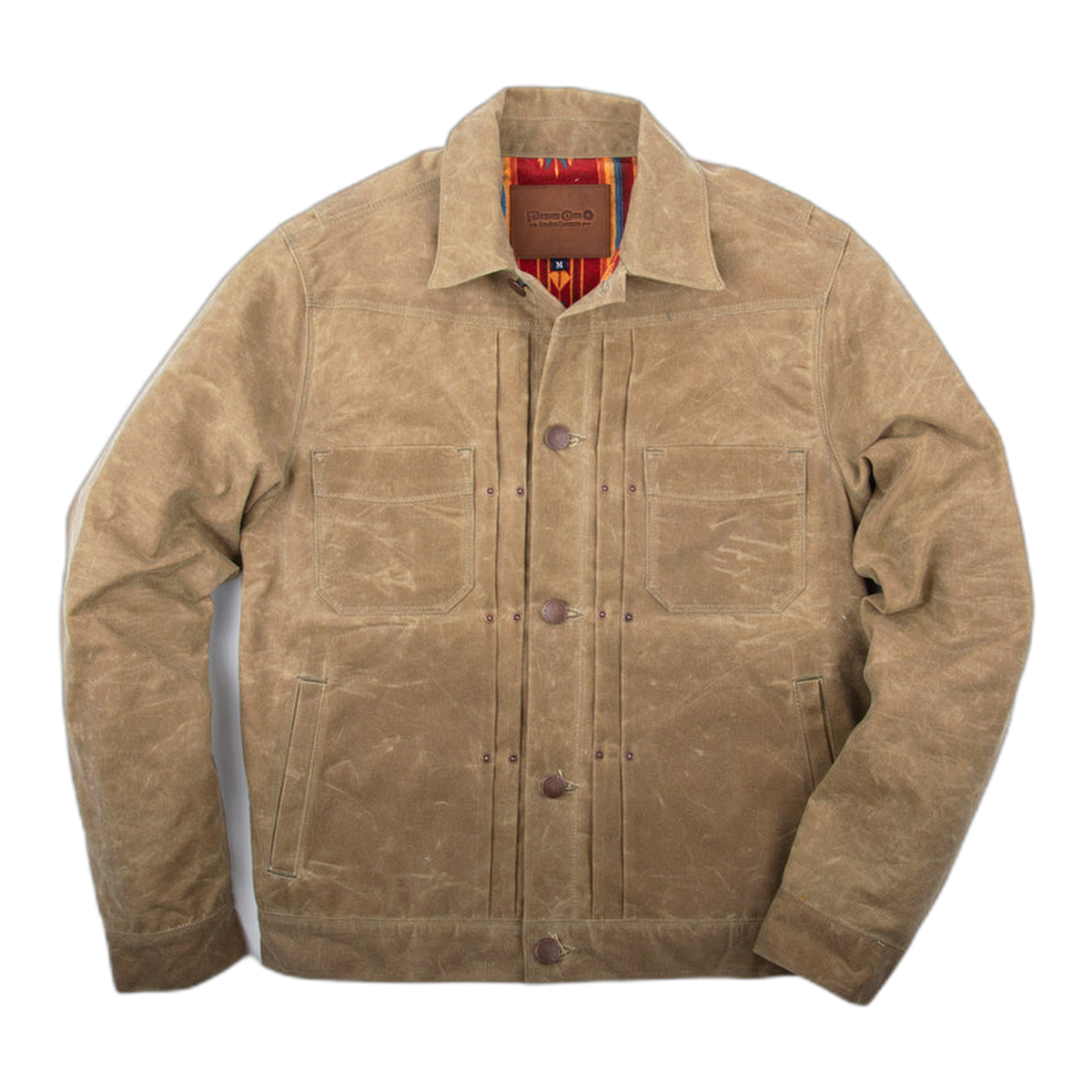 RIDERS JACKET WAXED CANVAS TUMBLEWEED RED INTERIOR